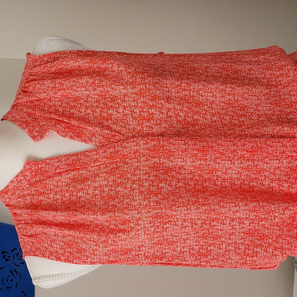 Hilary Radley Size 8 Orange and White Sleeveless Summer Dress